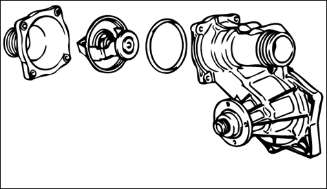 Troubleshooting and repair of components with helpful exploded views and step by step instruction.  

On M60 engines, the thermostat is mounted in the thermostat housing as part of the coolant pump.
170 Radiator and Cooling System
page 170-10