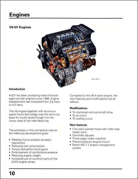 Audi New Technology 2000 Design and Function Technical Service Training Self-Study Program V8-5V Engines